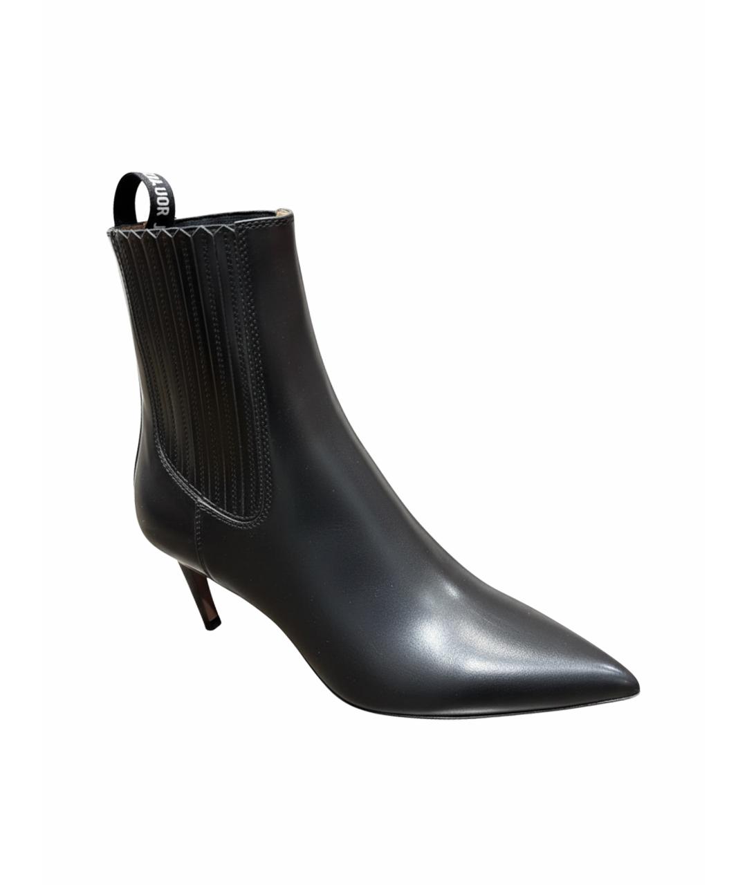 CHRISTIAN DIOR Черные кожаные ботильоны, фото 1