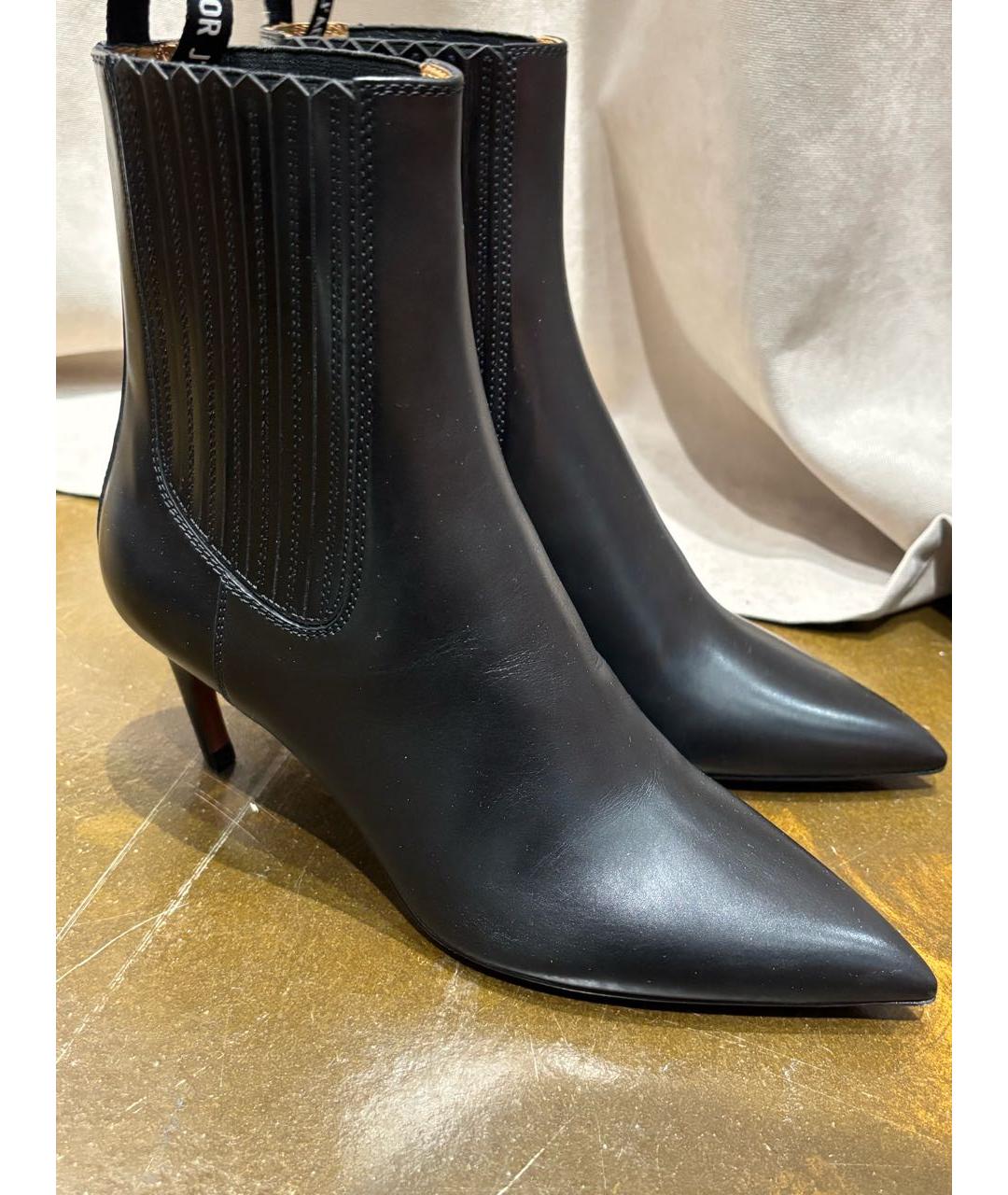 CHRISTIAN DIOR Черные кожаные ботильоны, фото 8