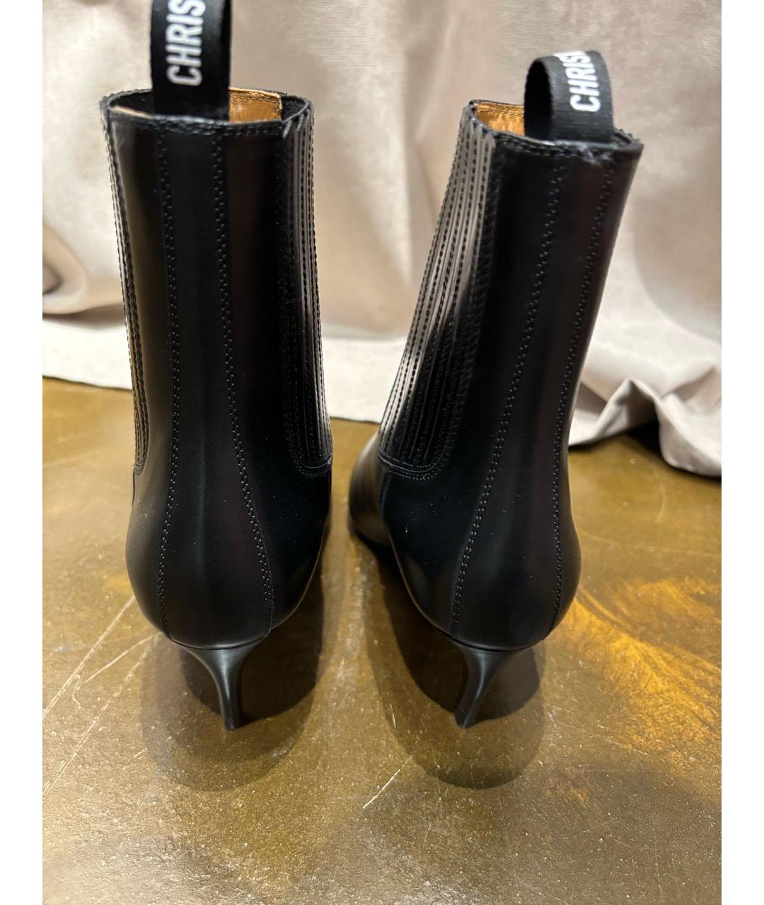 CHRISTIAN DIOR Черные кожаные ботильоны, фото 4