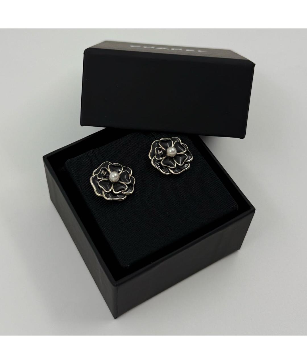 CHANEL Черные металлические серьги, фото 4