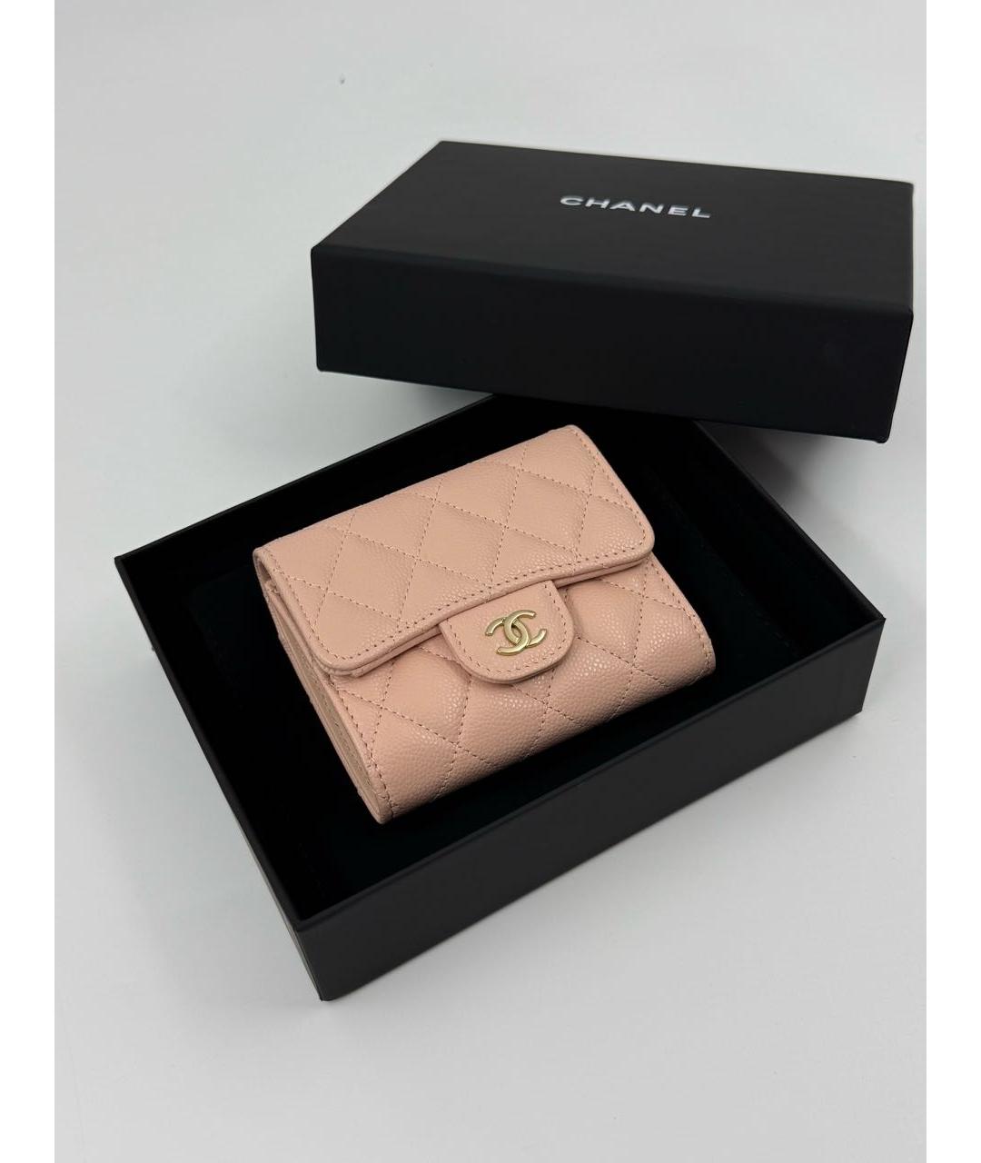 CHANEL Розовый кожаный кошелек, фото 3