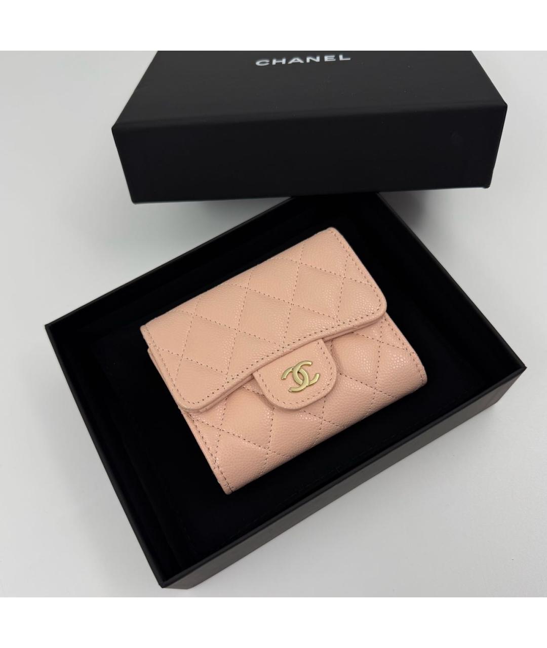 CHANEL Розовый кожаный кошелек, фото 7