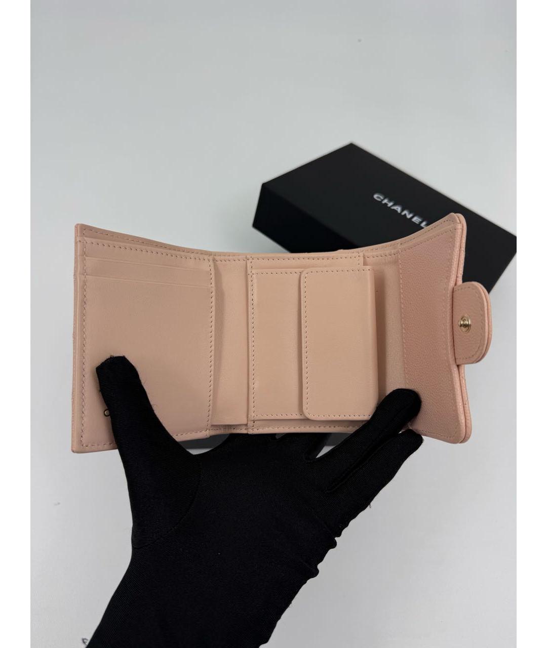 CHANEL Розовый кожаный кошелек, фото 4