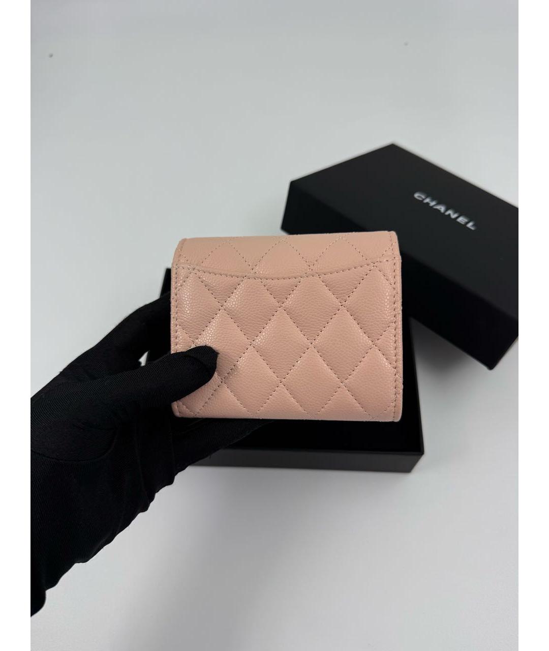 CHANEL Розовый кожаный кошелек, фото 6