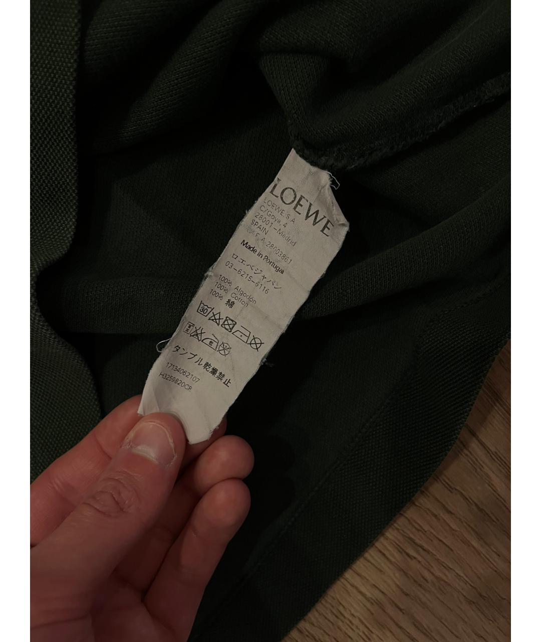 LOEWE Зеленые хлопковое поло с коротким рукавом, фото 4