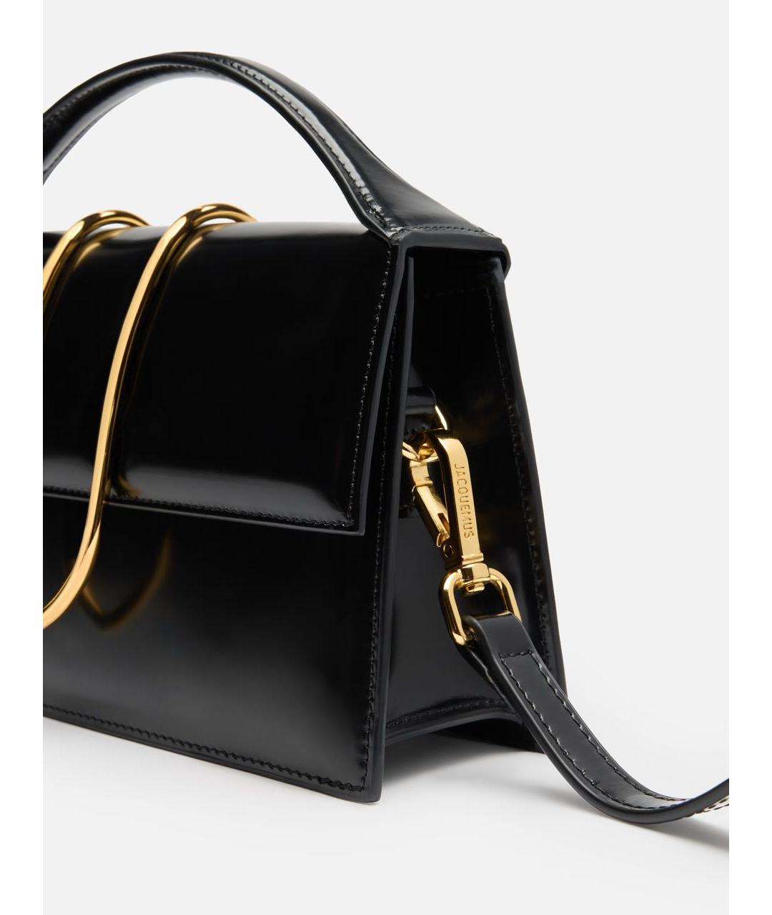 JACQUEMUS Черная кожаная сумка через плечо, фото 4