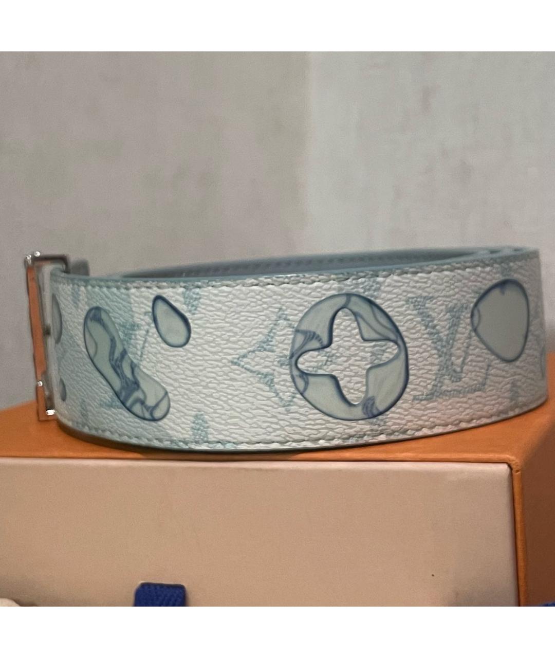 LOUIS VUITTON Голубой кожаный ремень, фото 4