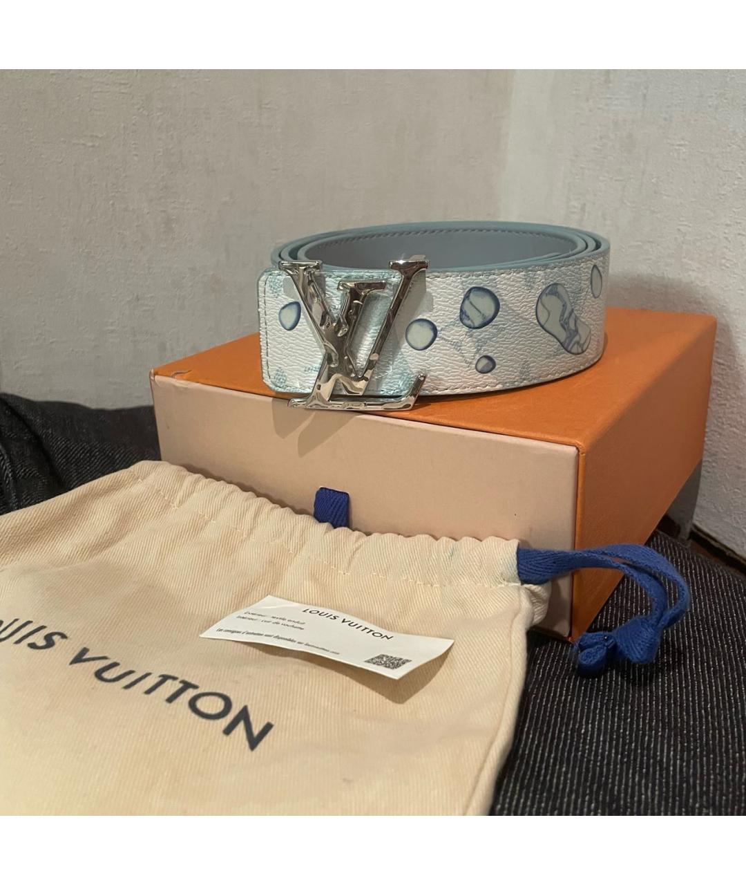 LOUIS VUITTON Голубой кожаный ремень, фото 6