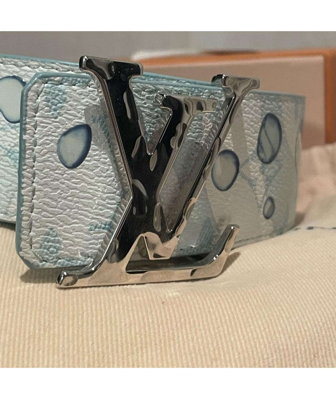 LOUIS VUITTON Голубой кожаный ремень, фото 2