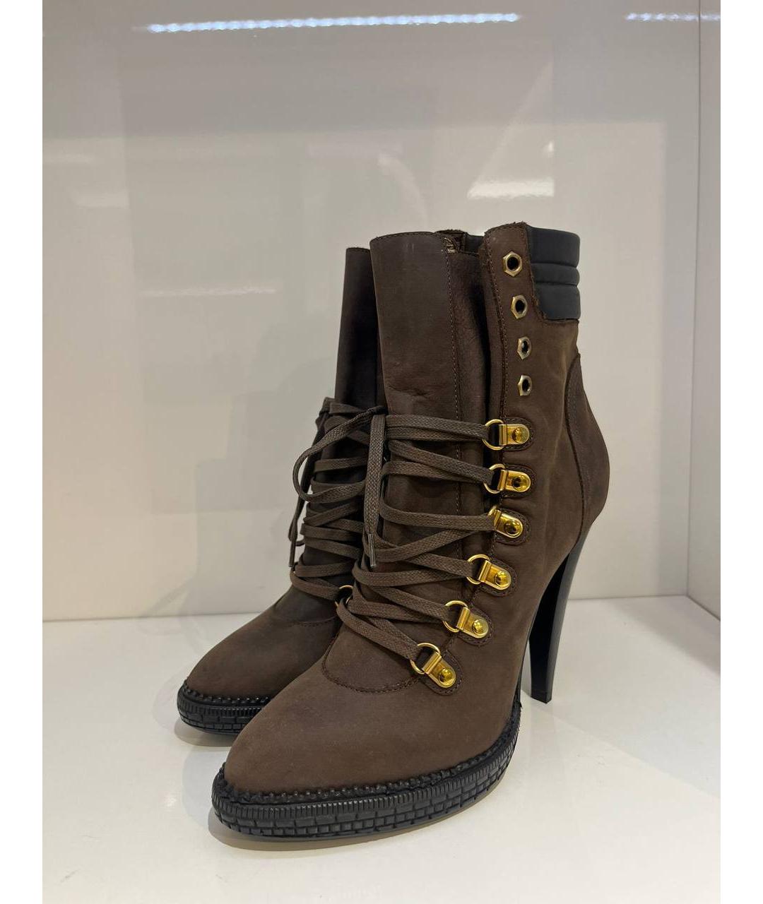 ROBERTO CAVALLI Коричневые кожаные ботинки, фото 2