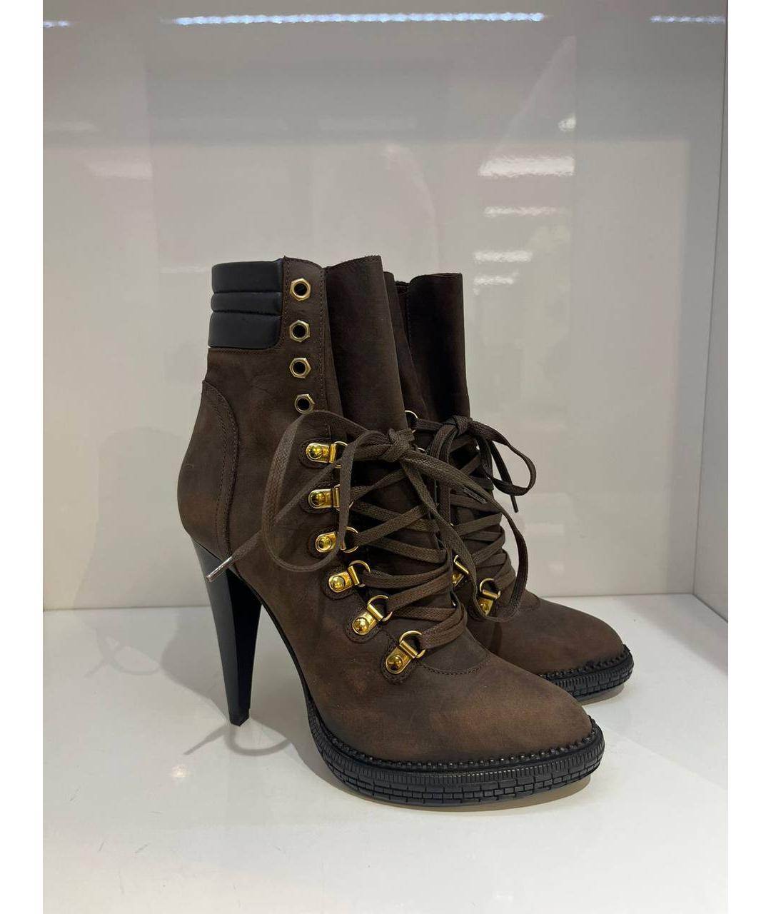 ROBERTO CAVALLI Коричневые кожаные ботинки, фото 4