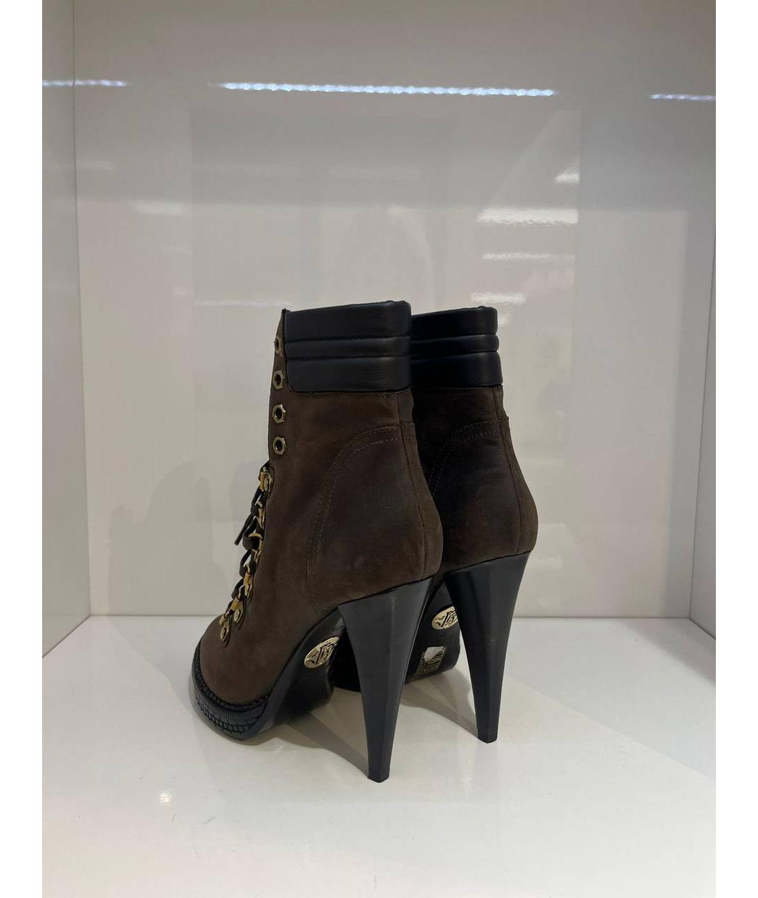 ROBERTO CAVALLI Коричневые кожаные ботинки, фото 3
