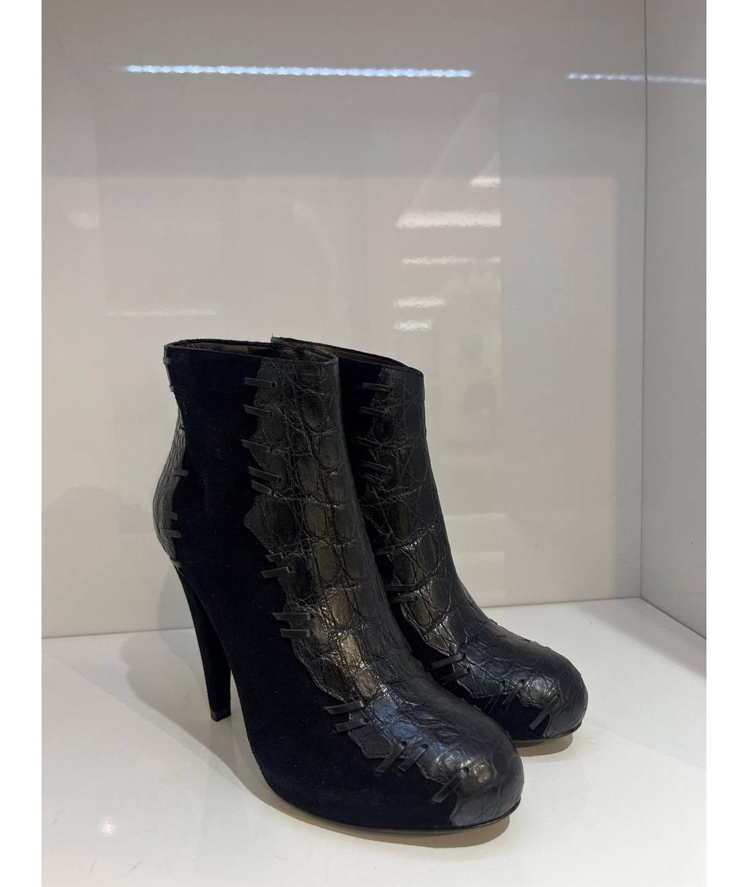 ROBERTO CAVALLI Черные кожаные ботинки, фото 4