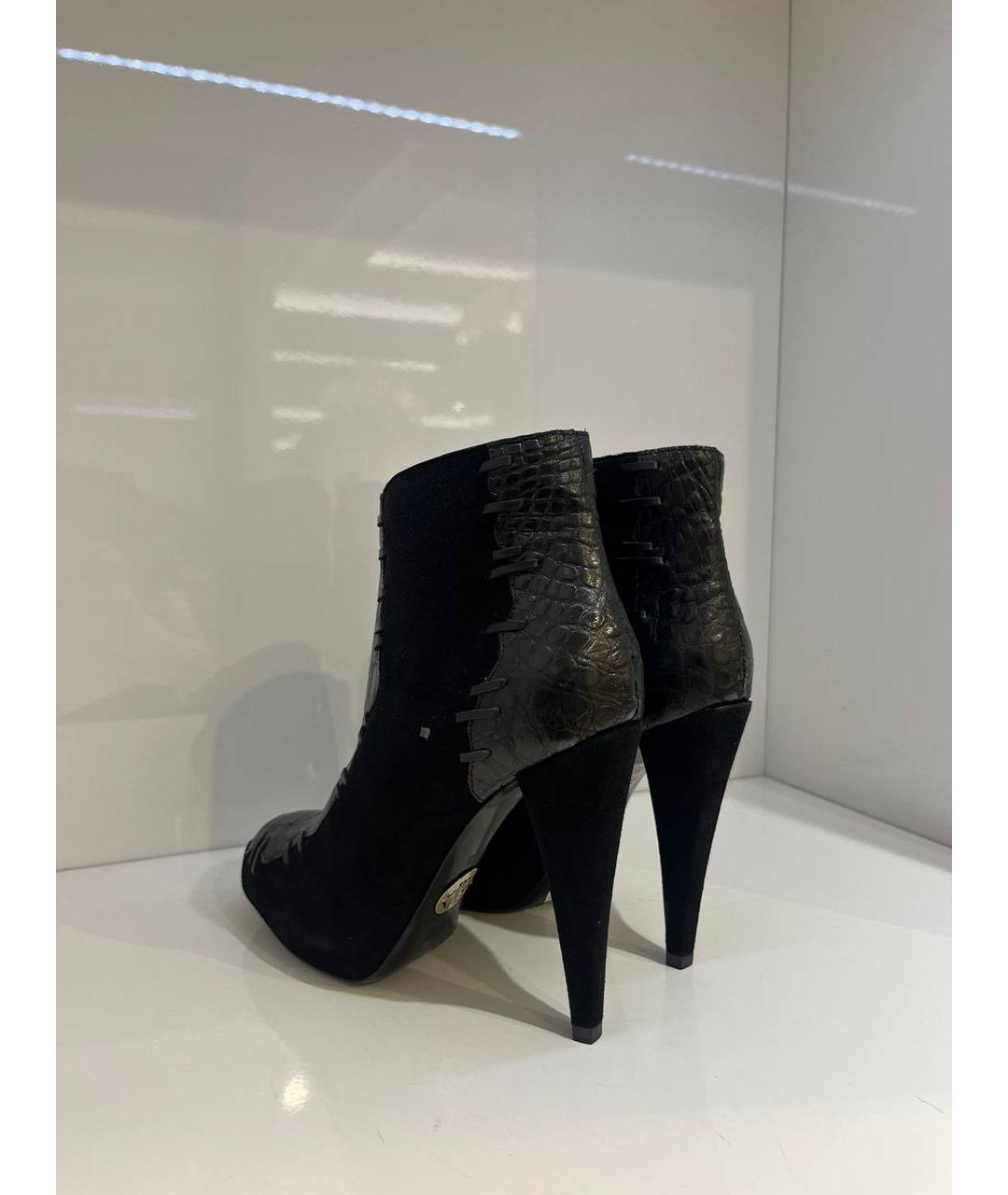 ROBERTO CAVALLI Черные кожаные ботинки, фото 3