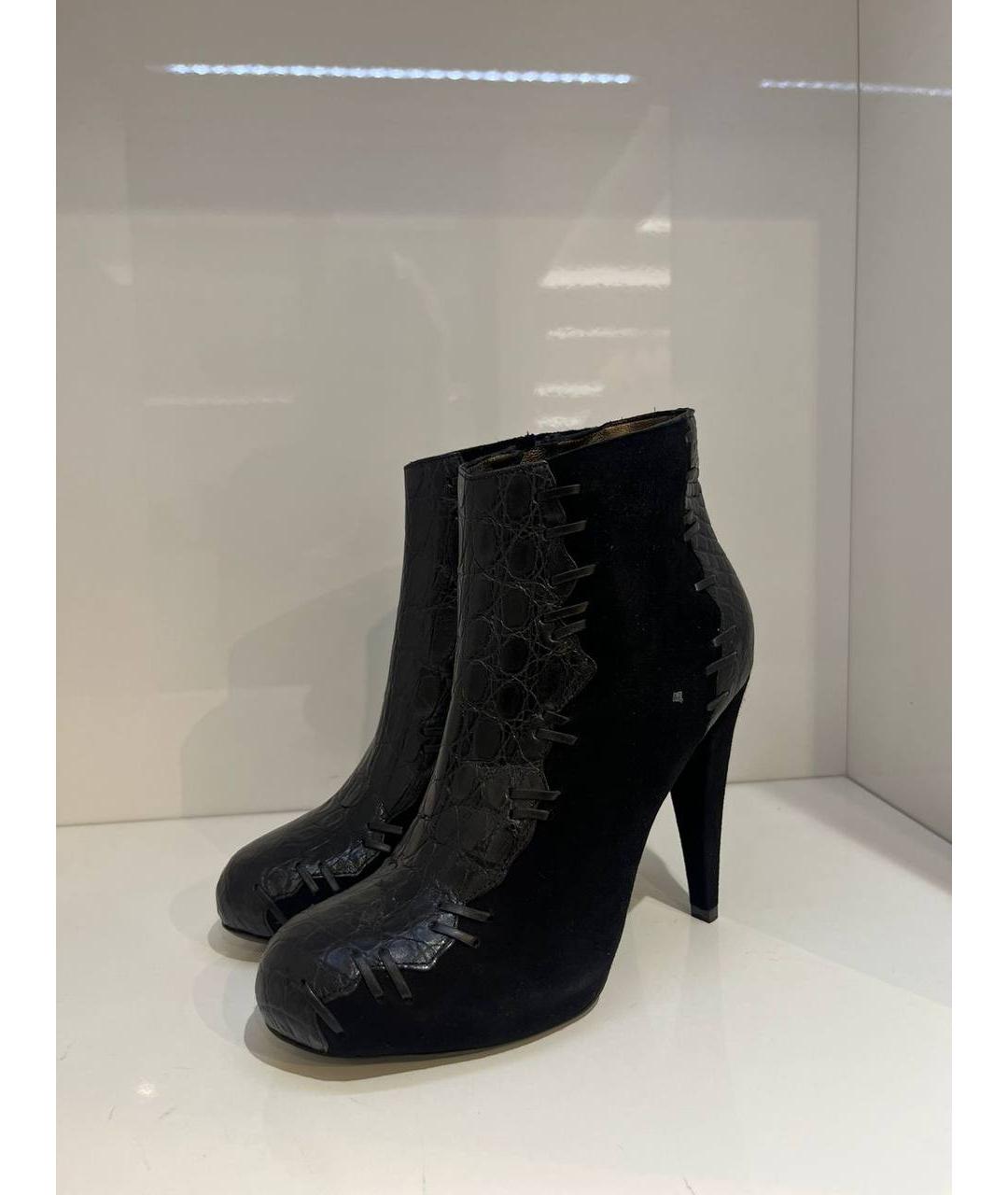 ROBERTO CAVALLI Черные кожаные ботинки, фото 2