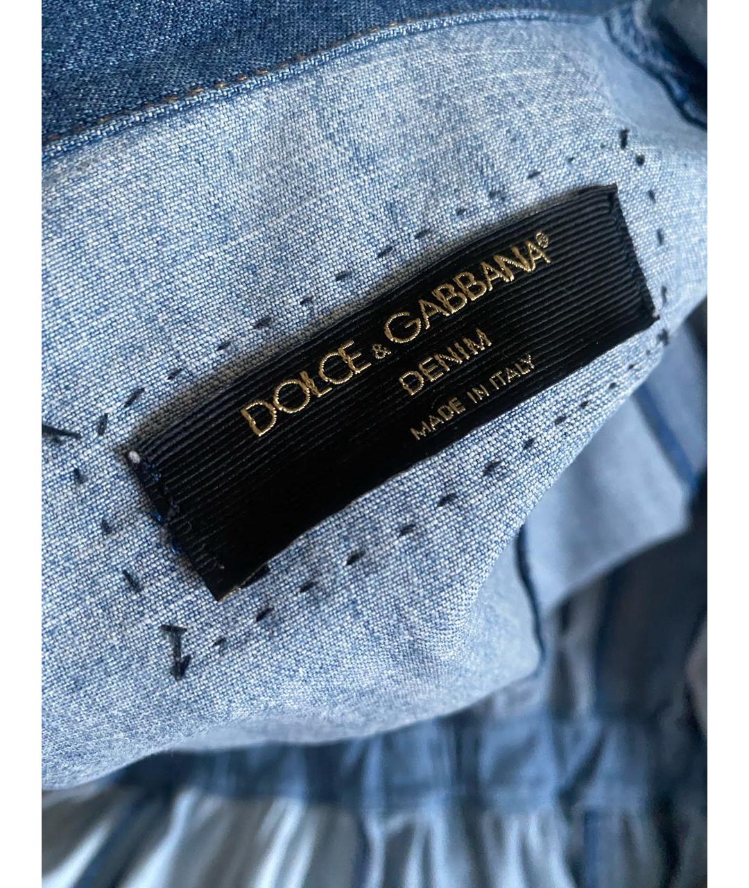 DOLCE&GABBANA Голубое деним повседневное платье, фото 8
