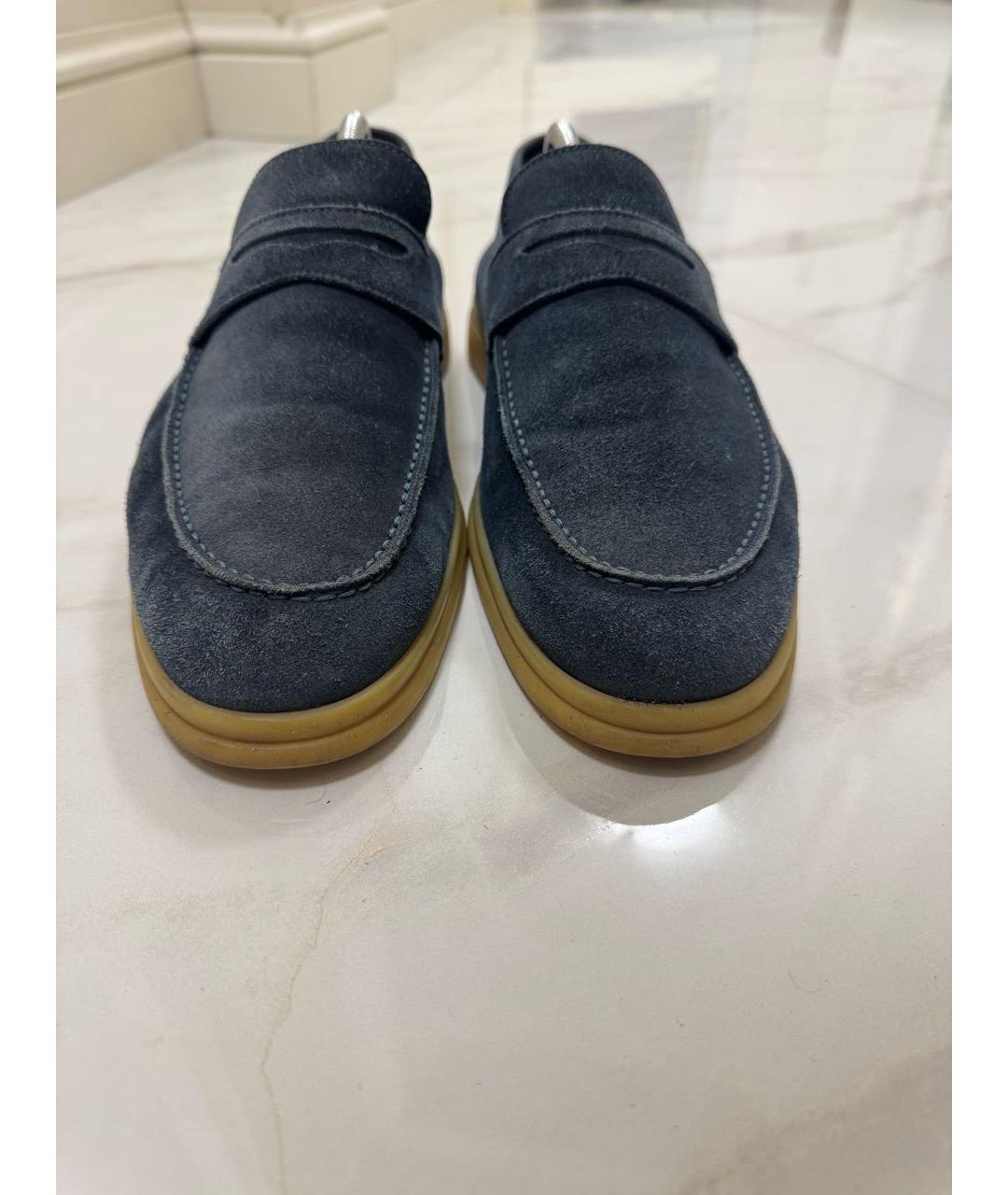 LORO PIANA Синие замшевые лоферы, фото 2