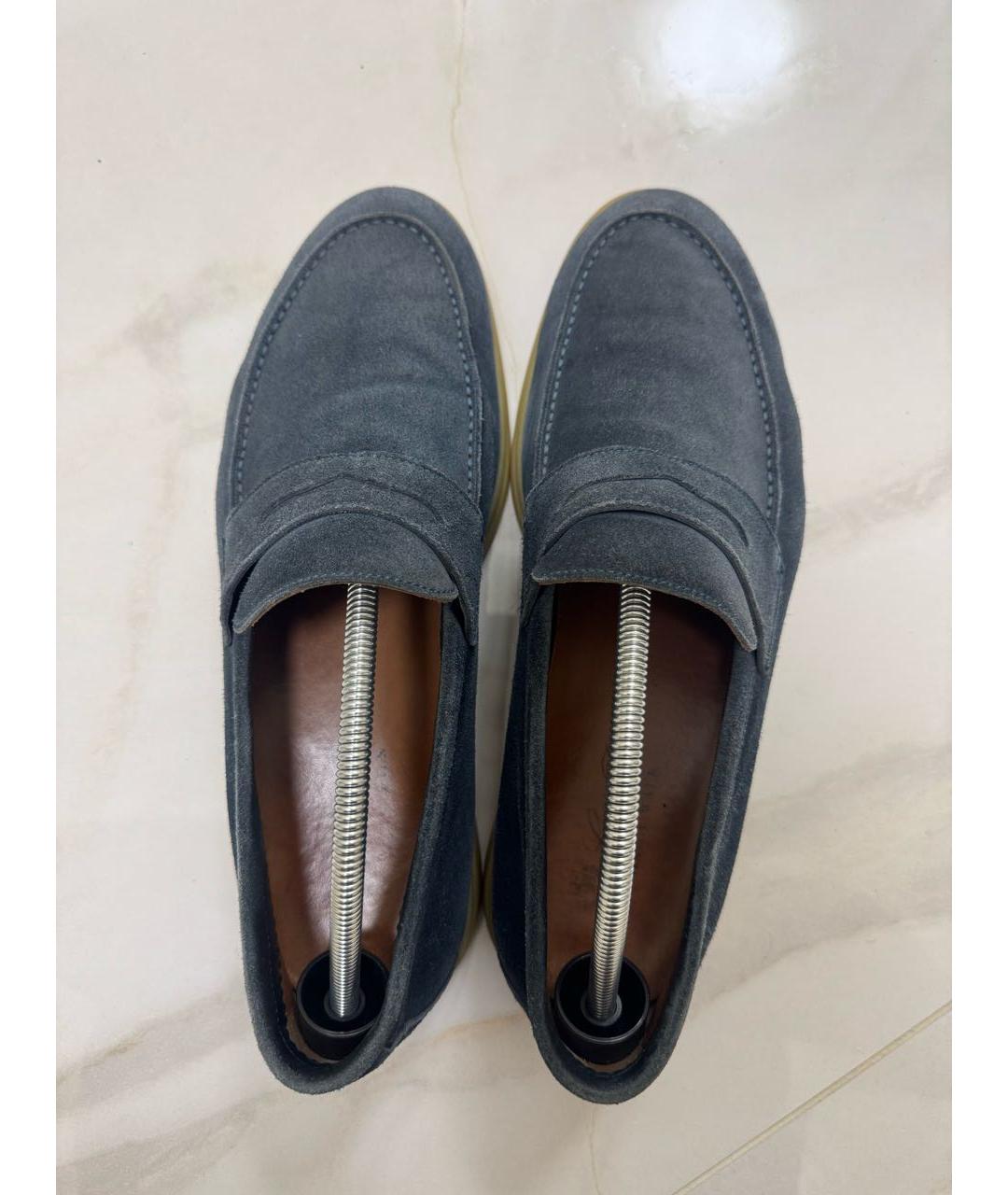 LORO PIANA Синие замшевые лоферы, фото 3