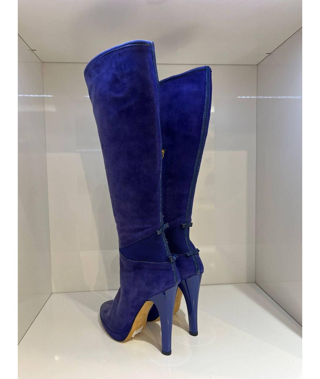 ROBERTO CAVALLI Синие замшевые сапоги, фото 3