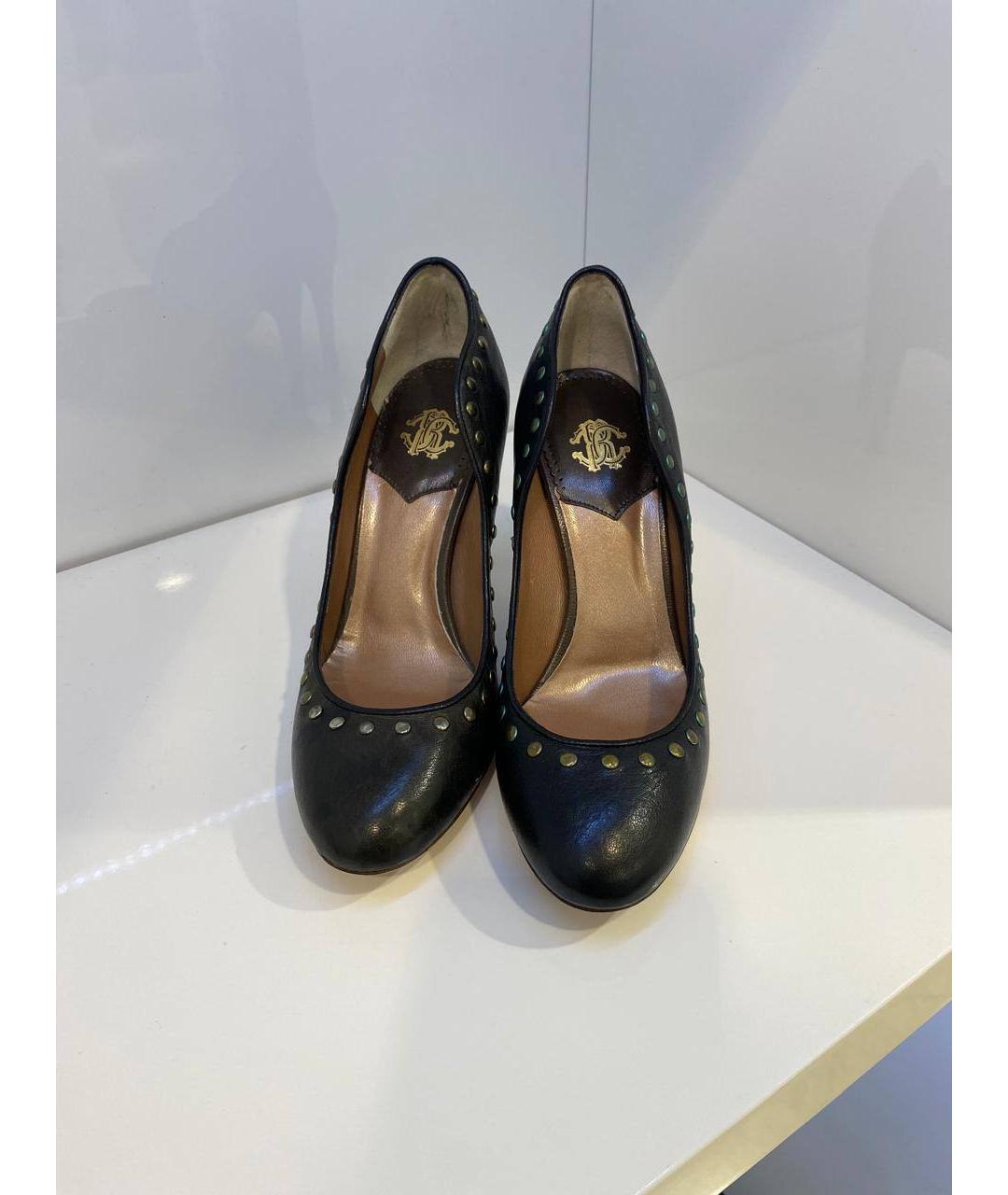 ROBERTO CAVALLI Черные кожаные туфли, фото 2