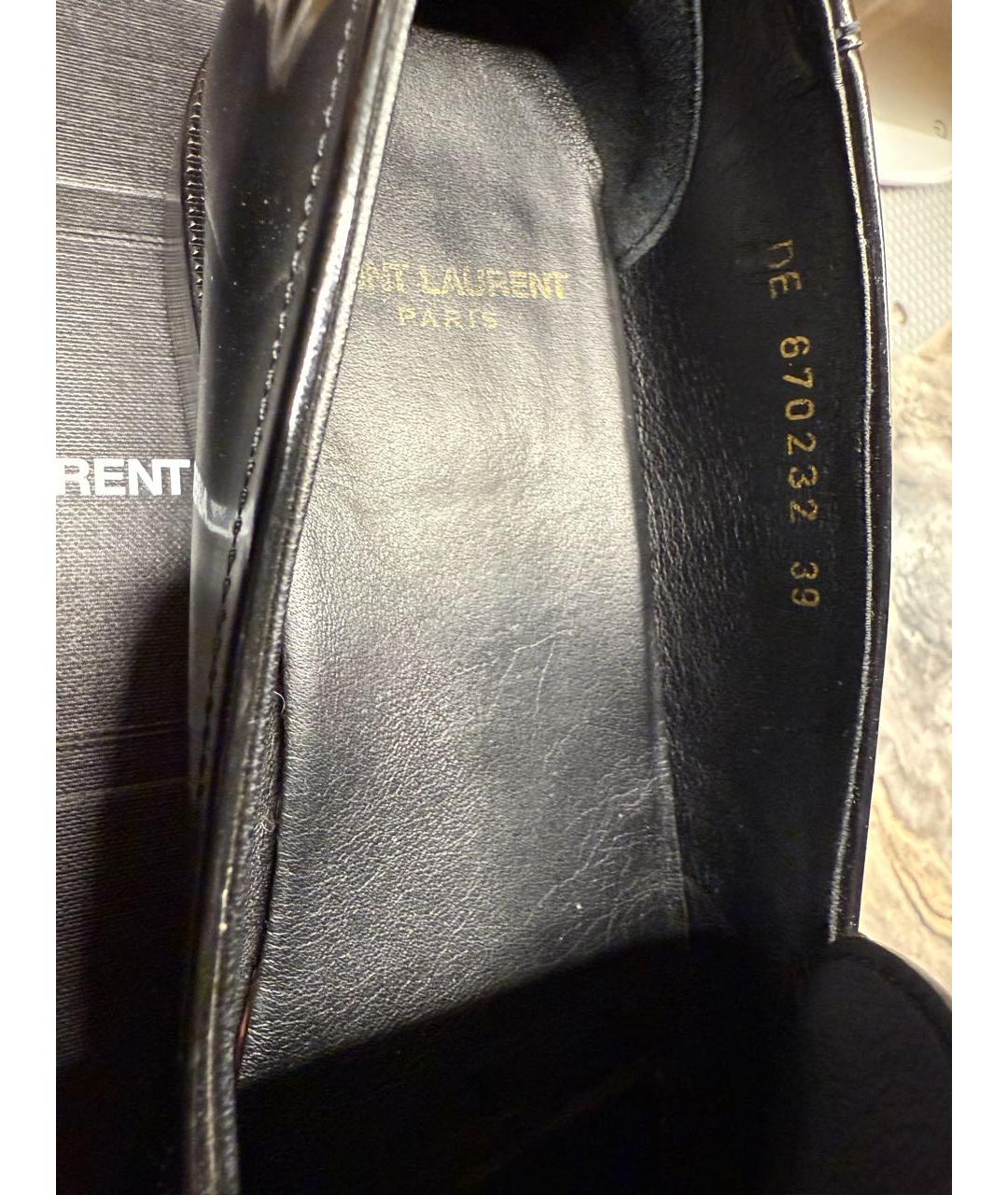 SAINT LAURENT Черные лоферы из лакированной кожи, фото 6