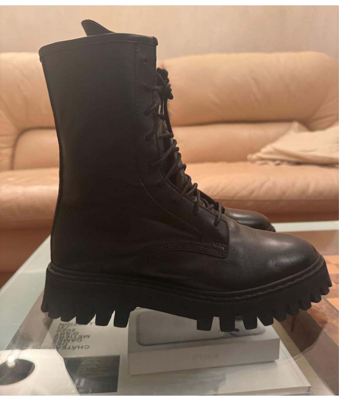 IRO Черные кожаные ботинки, фото 4