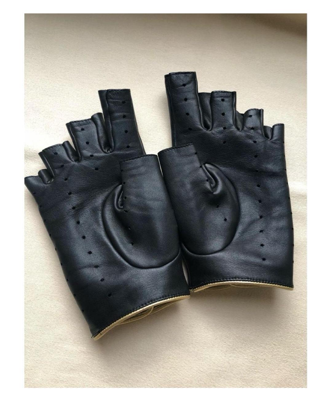 CHANEL Черные кожаные митенки, фото 2