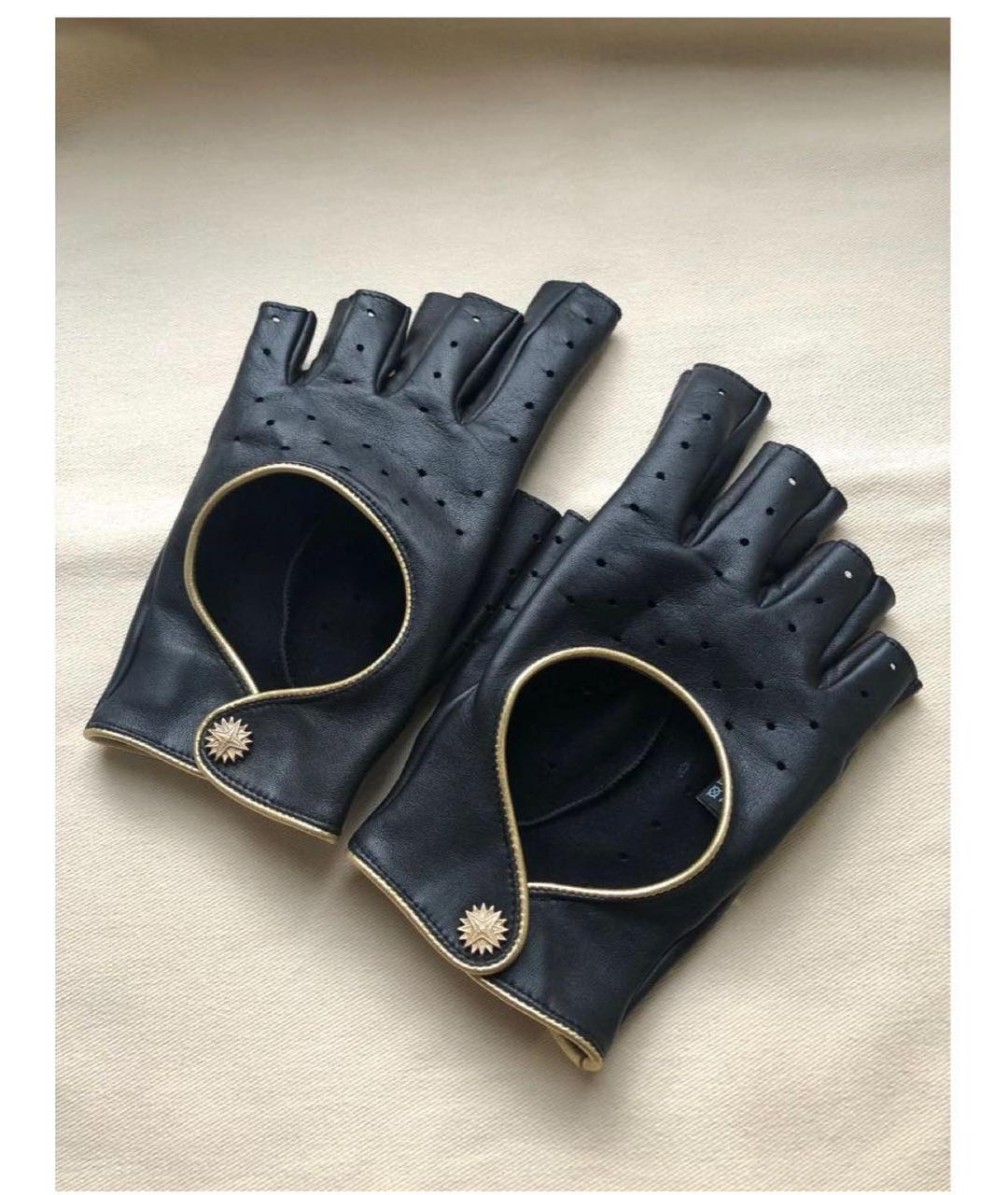 CHANEL Черные кожаные митенки, фото 4