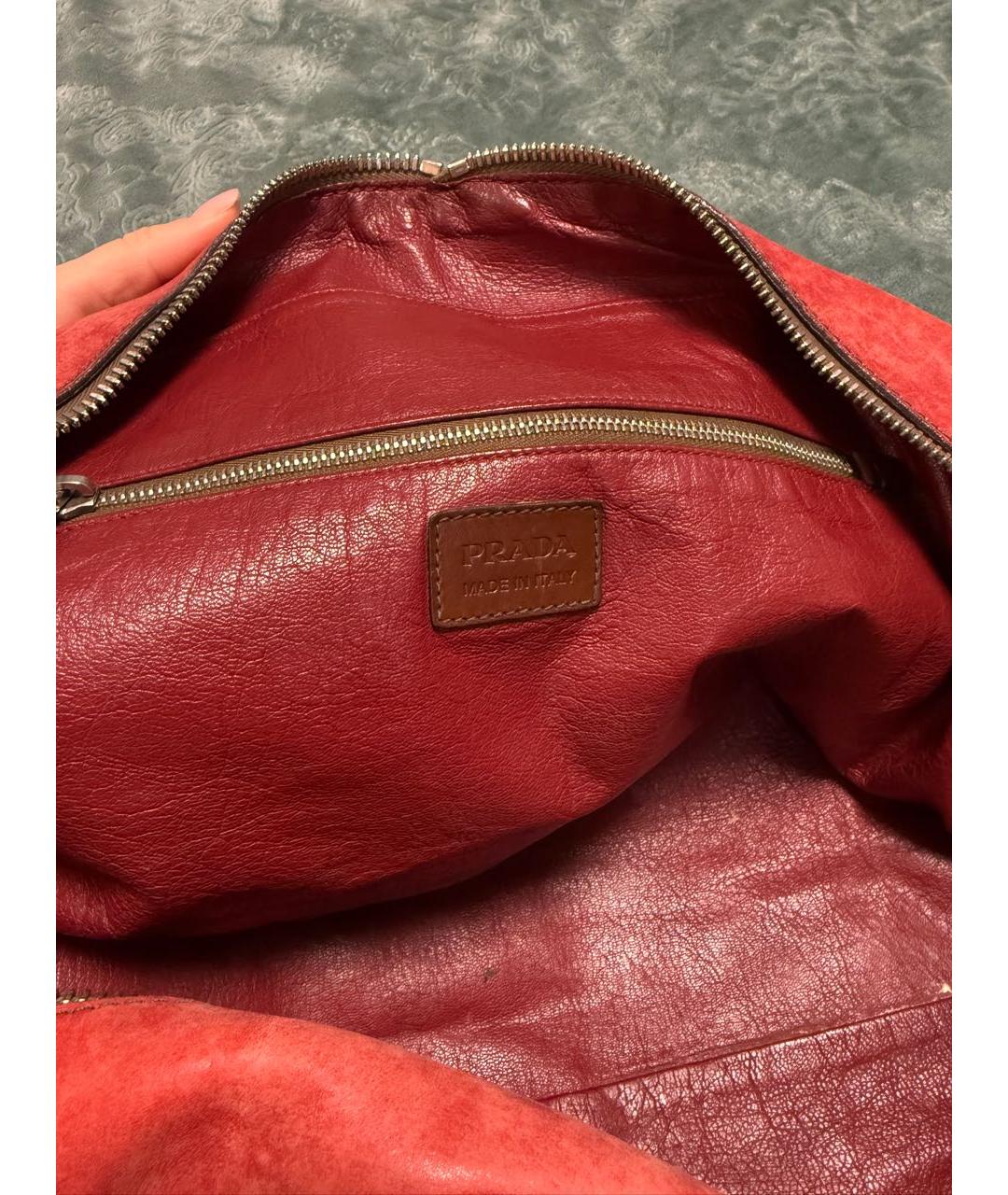 PRADA Красная кожаная дорожная/спортивная сумка, фото 4