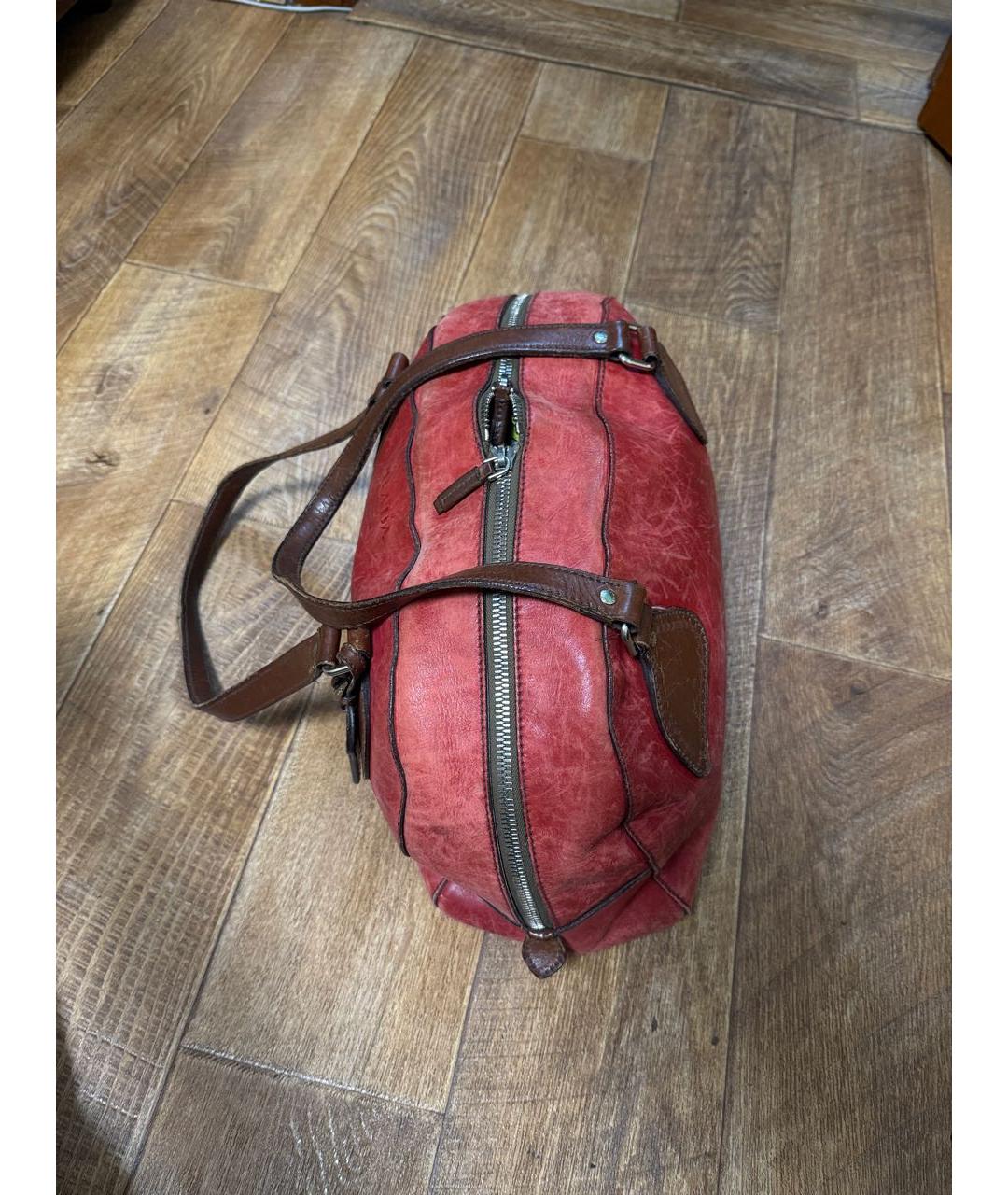 PRADA Красная кожаная дорожная/спортивная сумка, фото 3