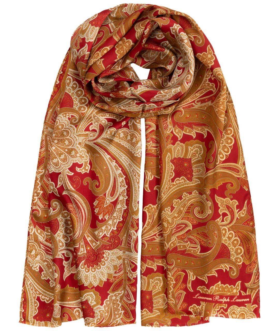 RALPH LAUREN Красный шелковый шарф, фото 1