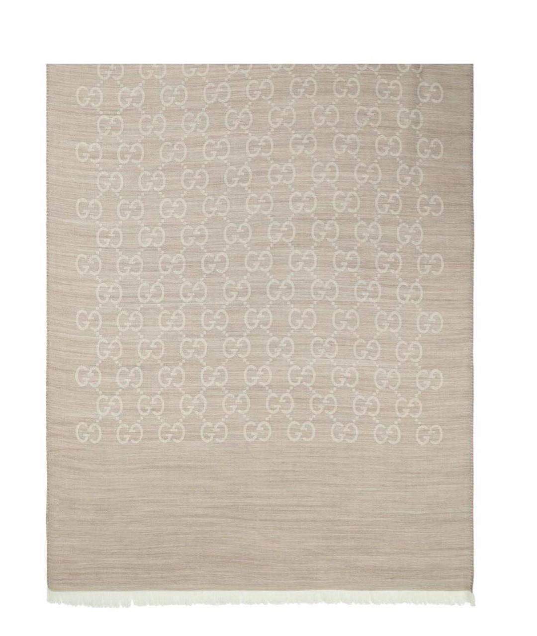 GUCCI Бежевый шерстяной шарф, фото 2