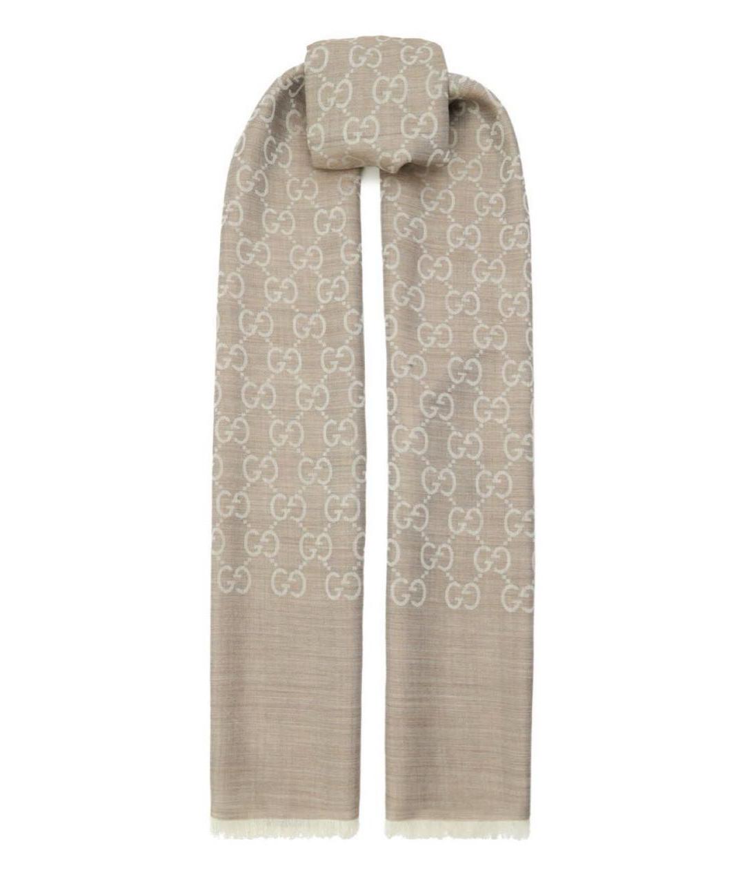 GUCCI Бежевый шерстяной шарф, фото 1