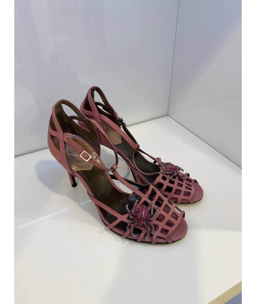 ROBERTO CAVALLI Розовые кожаные босоножки, фото 4