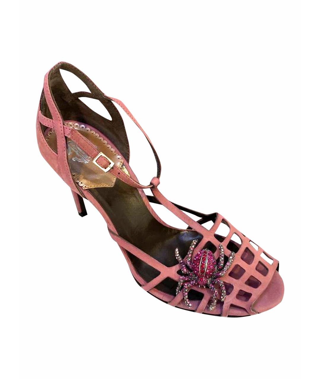ROBERTO CAVALLI Розовые кожаные босоножки, фото 1