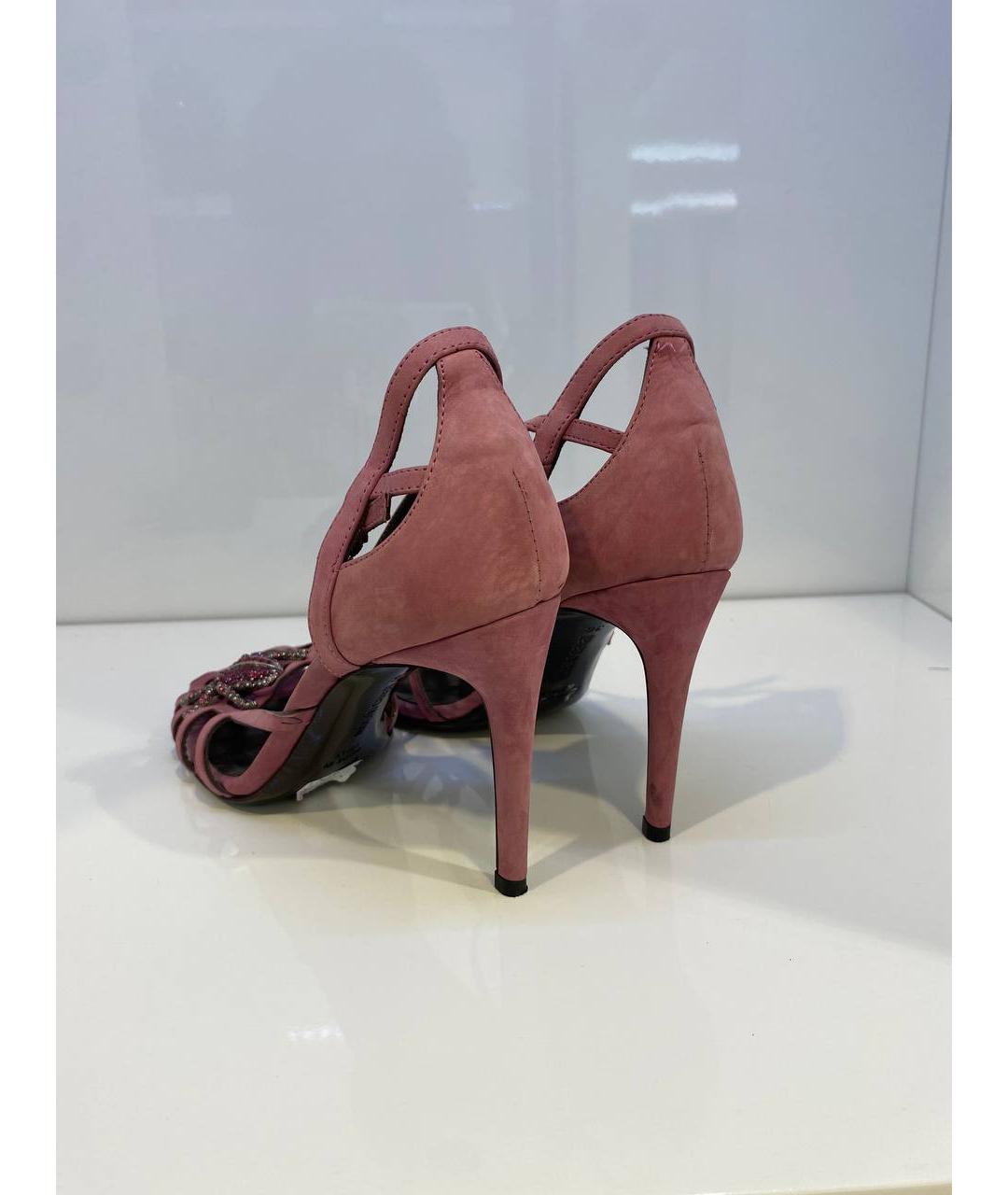 ROBERTO CAVALLI Розовые кожаные босоножки, фото 3