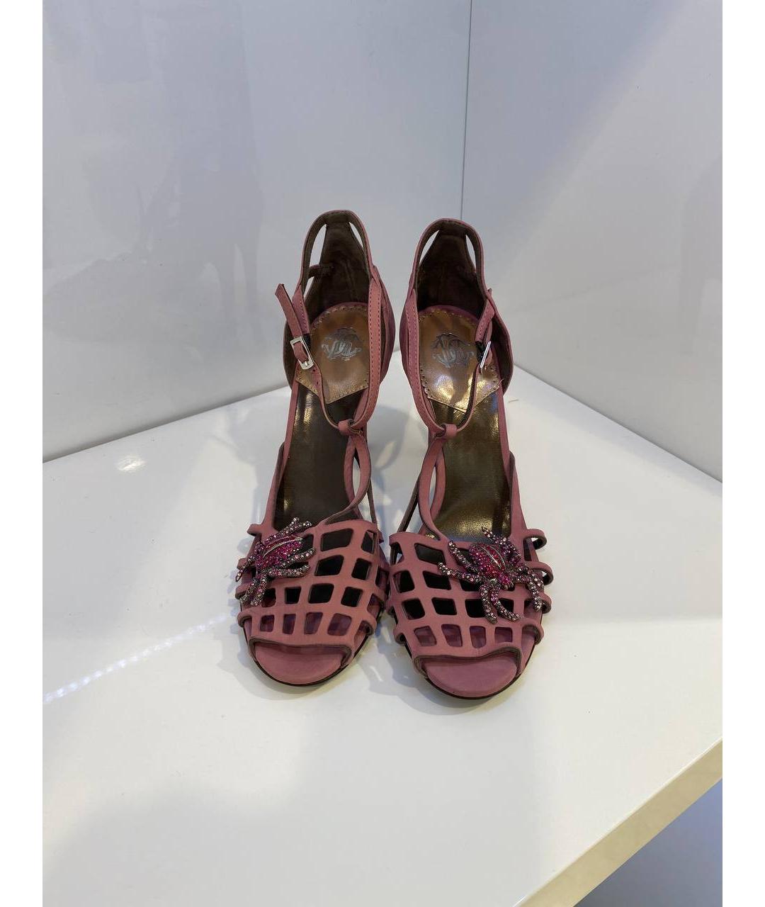 ROBERTO CAVALLI Розовые кожаные босоножки, фото 2