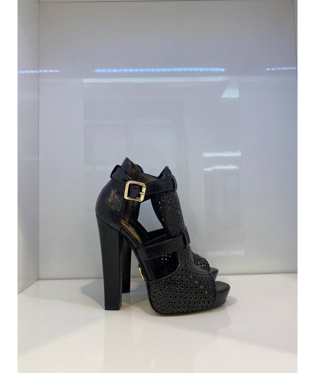 ROBERTO CAVALLI Черные кожаные босоножки, фото 2