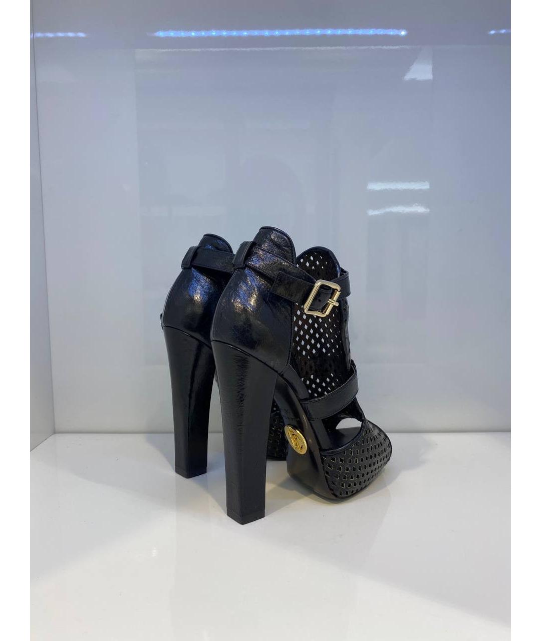 ROBERTO CAVALLI Черные кожаные босоножки, фото 3