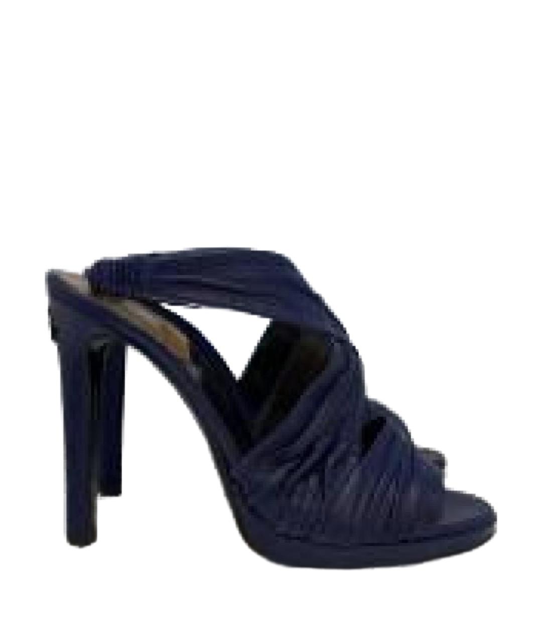 ROBERTO CAVALLI Синие кожаные босоножки, фото 1