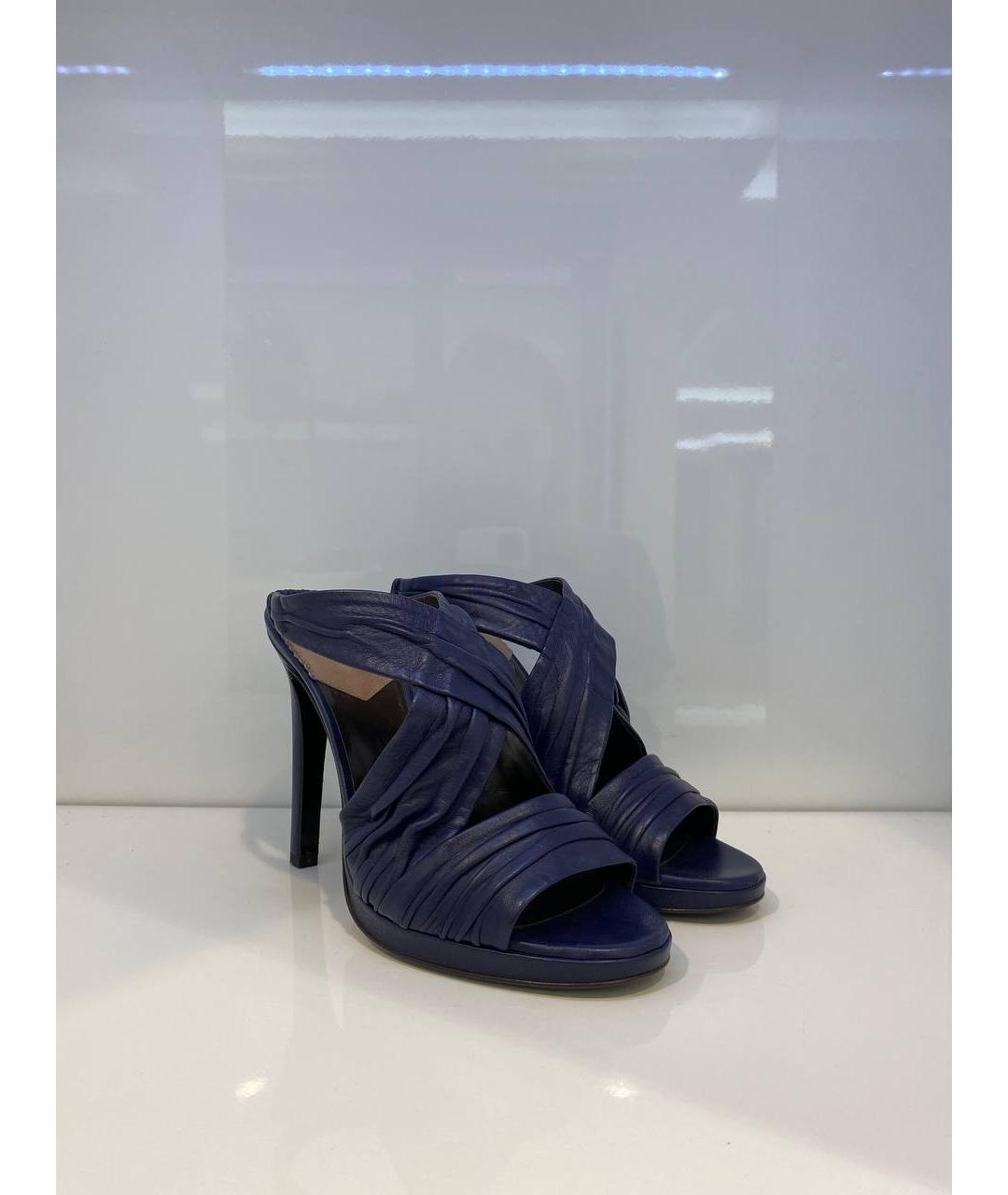 ROBERTO CAVALLI Синие кожаные босоножки, фото 4