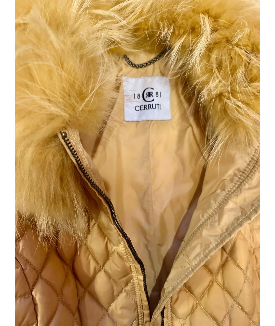 CERRUTI 1881 Горчичный меховой пуховик, фото 3