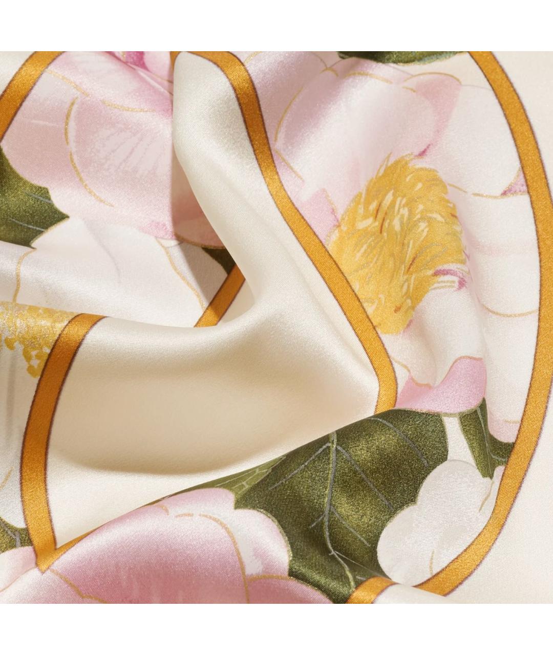 CHANEL Бежевый шелковый платок, фото 4