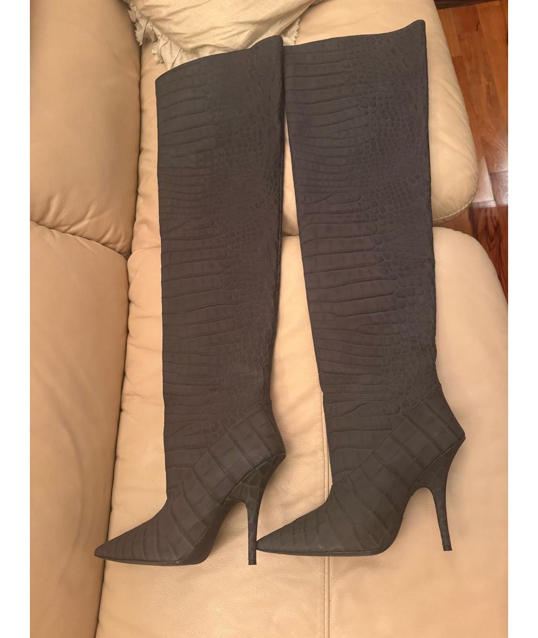 YEEZY Серые кожаные ботфорты, фото 5