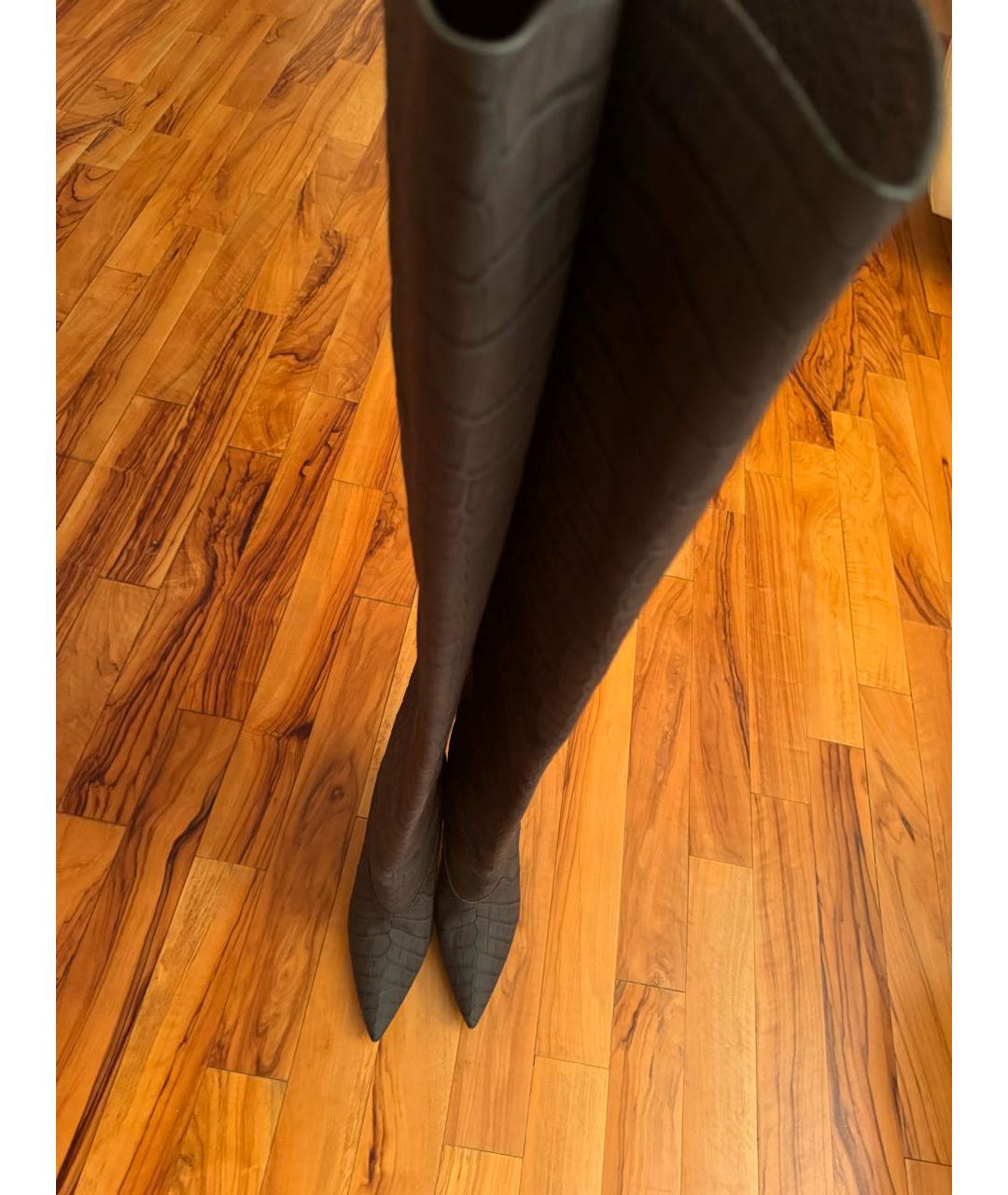 YEEZY Серые кожаные ботфорты, фото 2