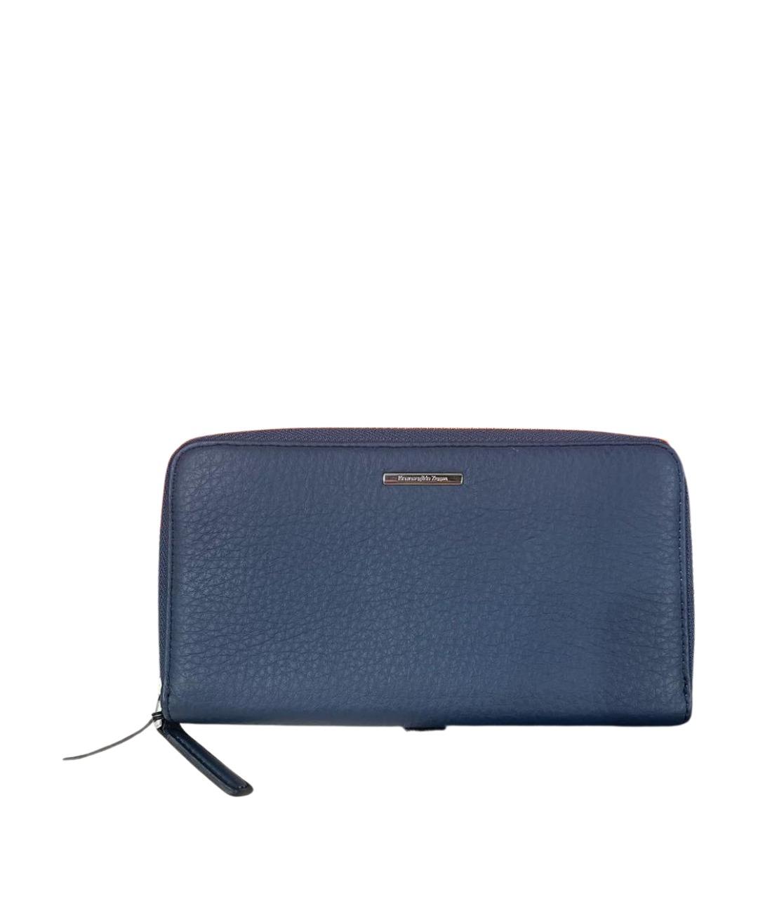 ERMENEGILDO ZEGNA XXX Темно-синий кожаный кошелек, фото 1