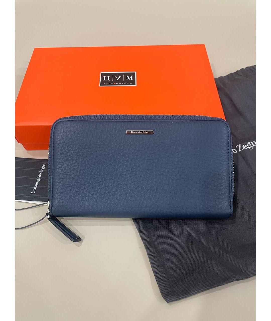 ERMENEGILDO ZEGNA XXX Темно-синий кожаный кошелек, фото 7