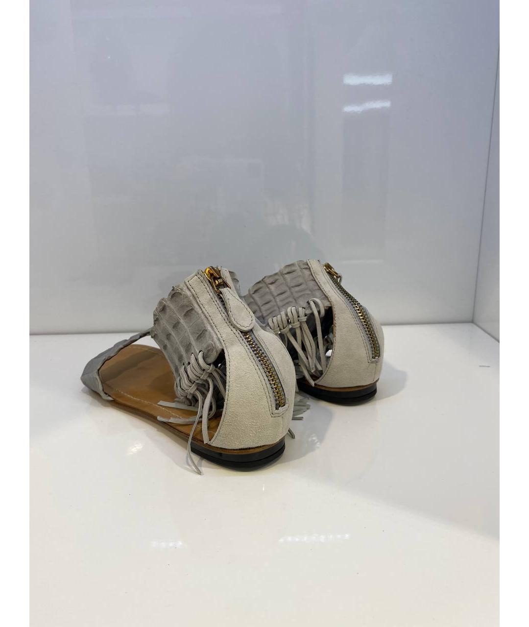 ROBERTO CAVALLI Серые кожаные сабо, фото 3