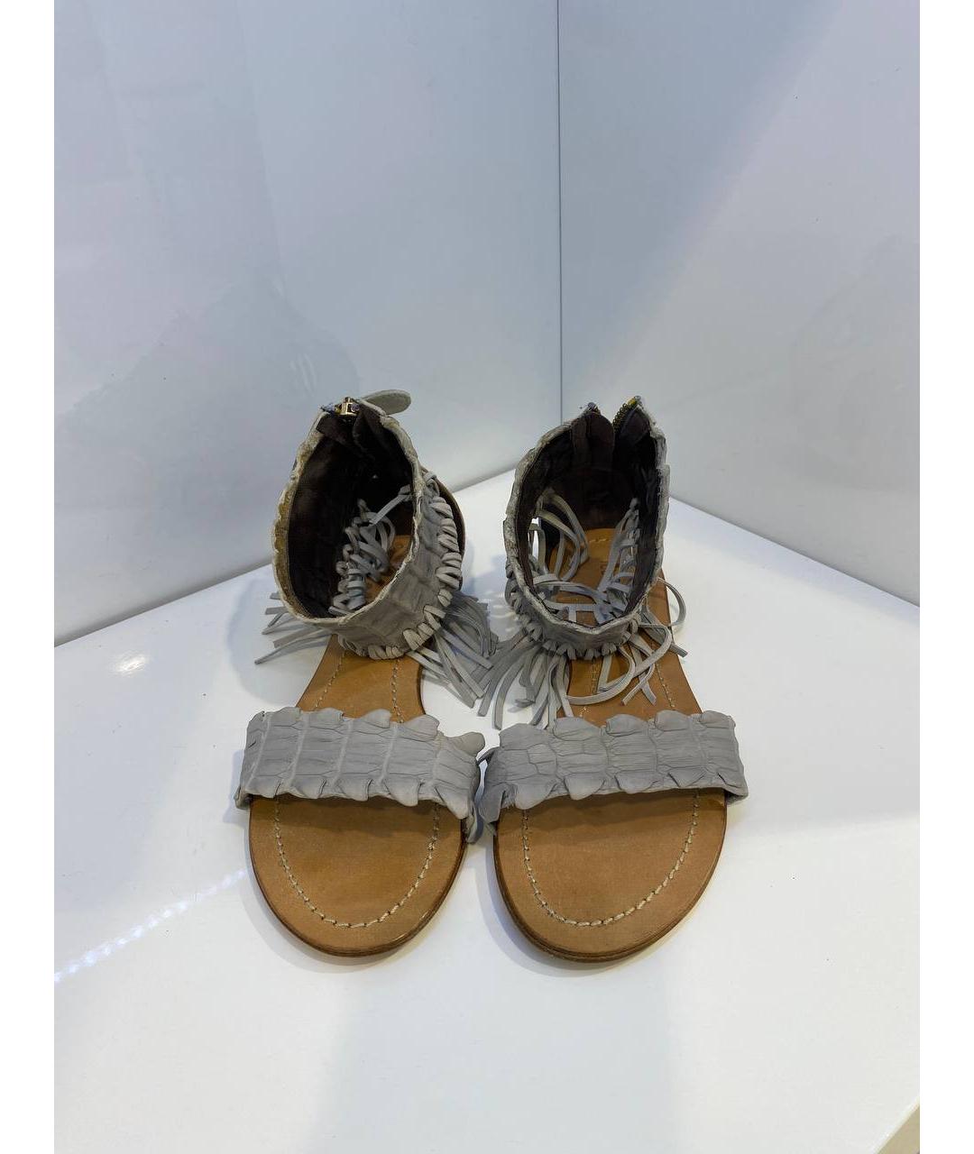 ROBERTO CAVALLI Серые кожаные сабо, фото 2