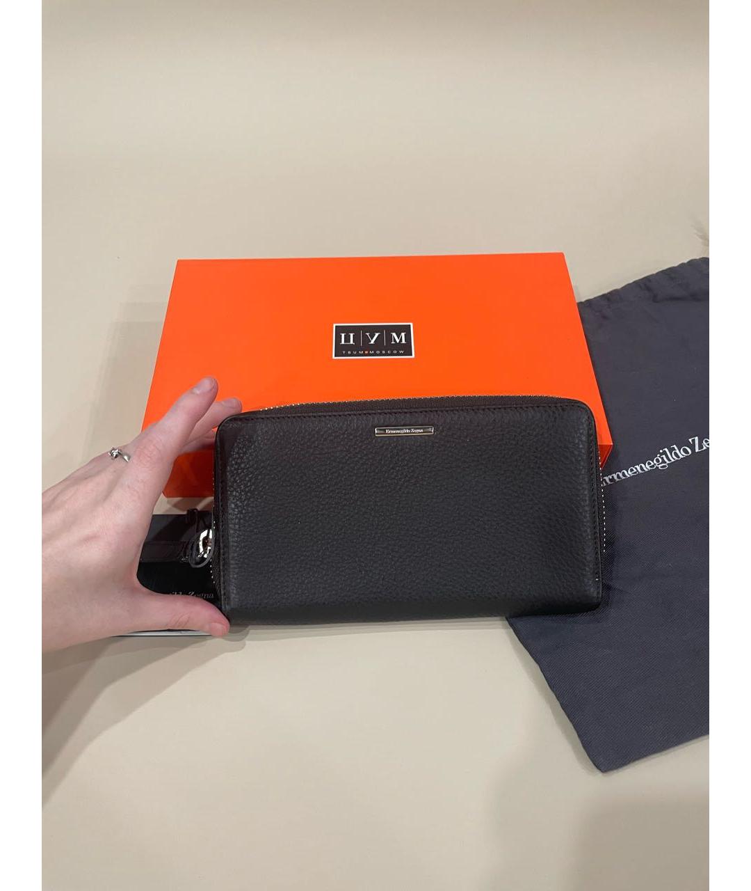 ERMENEGILDO ZEGNA XXX Черный кожаный кошелек, фото 3